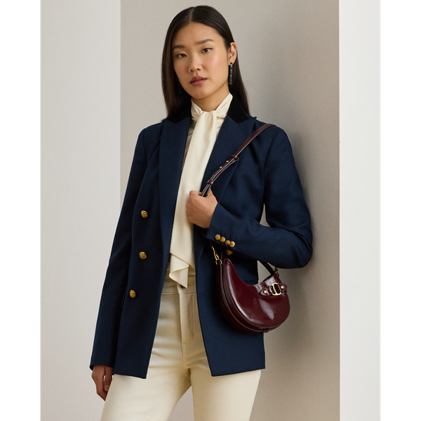 Ralph Lauren Patent Leather Small Tasha Crossbody Bag In Burgundy