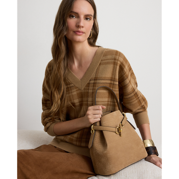 Lauren Ralph Lauren Embossed Nubuck Medium Blaike Bucket Bag