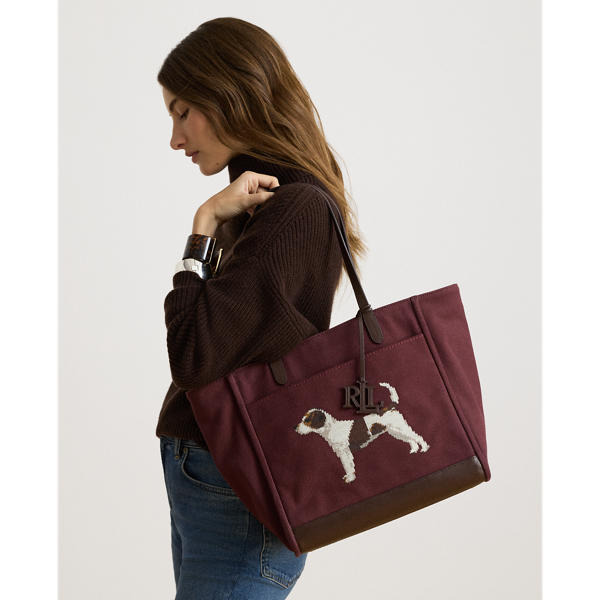Tote Cameryn Grande Ralph Lauren con Cagnolino Ricamato