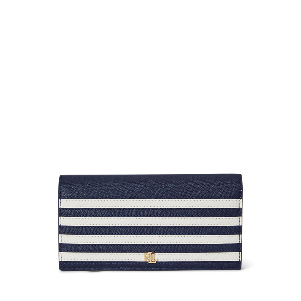 Ralph Lauren Crosshatch Leather Slim Wallet In Blue