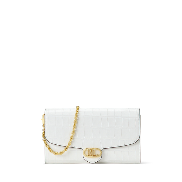 Ralph Lauren Croc-embossed Medium Adair Crossbody In White