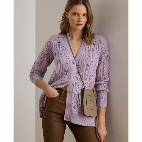 Ralph Lauren Pebbled Cameryn Crossbody Tech Case In Brown