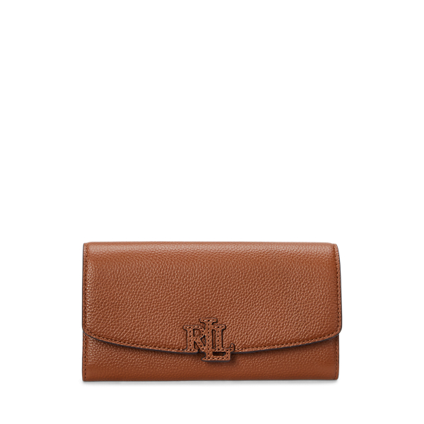 Ralph Lauren Pebbled Large Cameryn Flap Wallet In Lauren Tan