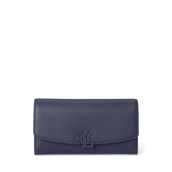 Ralph Lauren Pebbled Large Cameryn Flap Wallet In Refined Navy