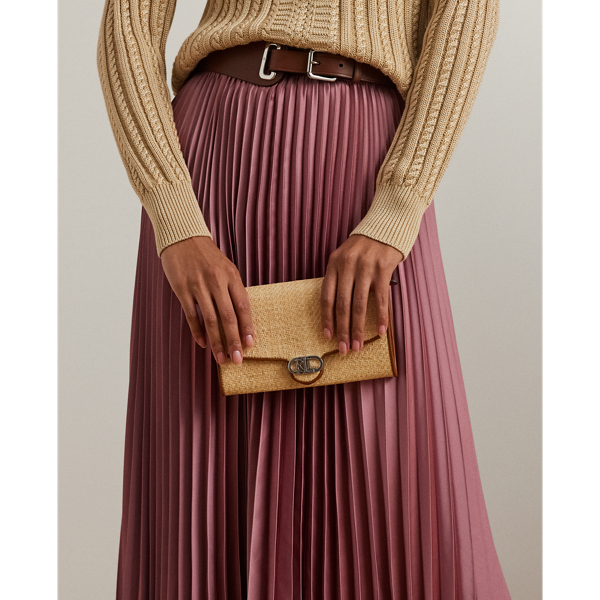 Ralph Lauren Raffia Medium Adair Crossbody In Natural/lauren Tan