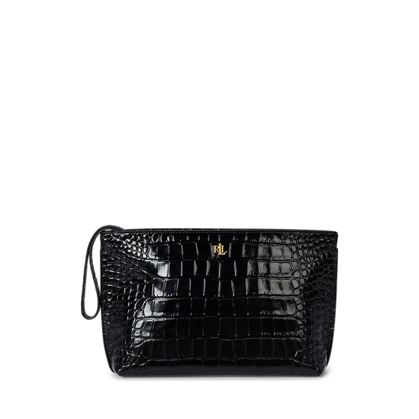 Grande pochette en cuir façon crocodile - Lauren - Modalova