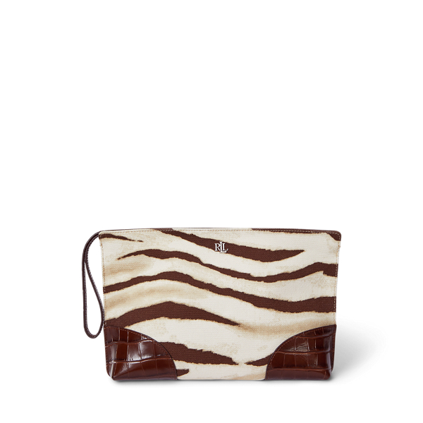 Grande pochette zèbre en toile et cuir - Lauren - Modalova