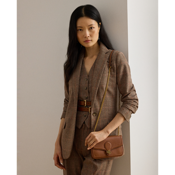 Ralph Lauren Pebbled Leather Bradley Crossbody Wallet In Brown