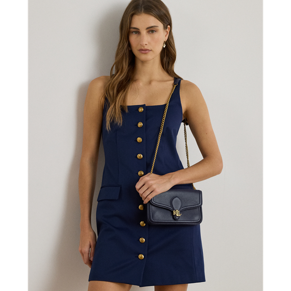 Ralph Lauren Pebbled Leather Bradley Crossbody Wallet In Blue