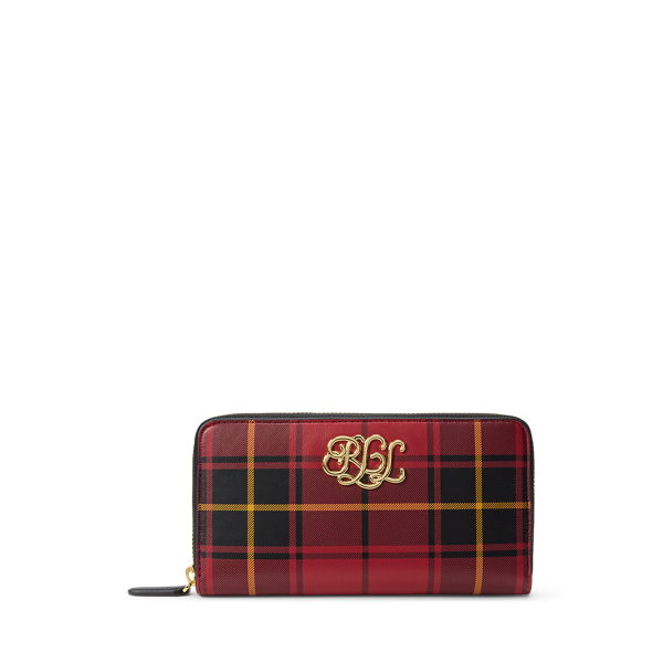 Ralph Lauren Plaid Nappa Leather Continental Wristlet