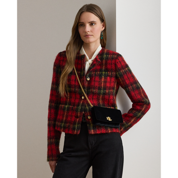 Ralph Lauren Velvet Crossbody Turn-lock Tech Case In Black