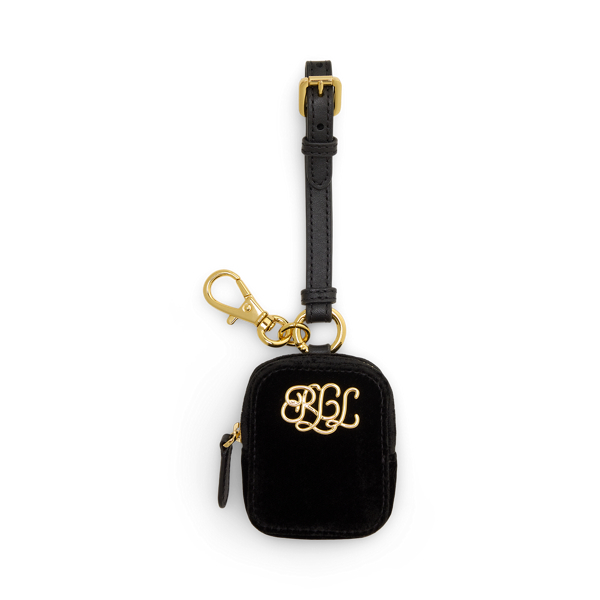 Ralph Lauren Velvet Mini Zip Pouch In Black