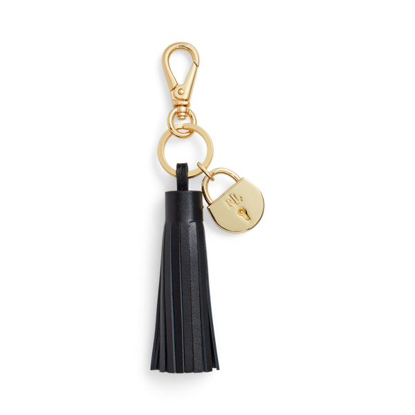 Ralph Lauren Padlock & Leather Tassel Charm In Black