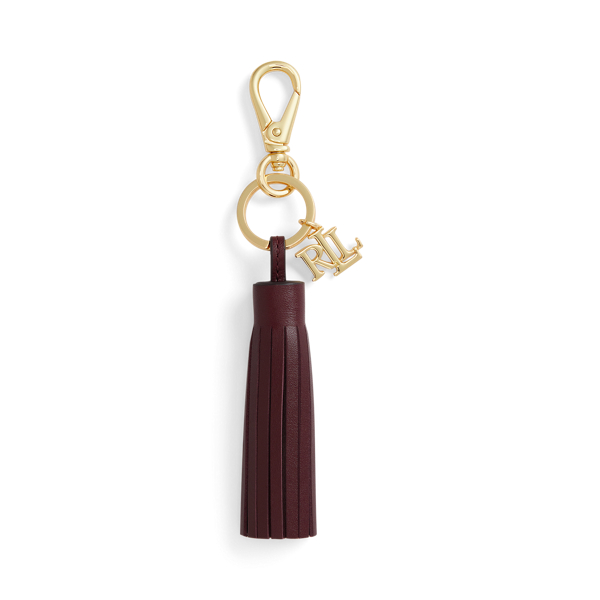 Ralph Lauren Logo & Leather Tassel Charm In Brown