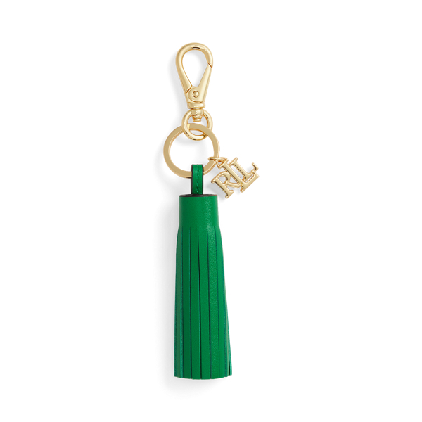 Ralph Lauren Logo & Leather Tassel Charm In Green