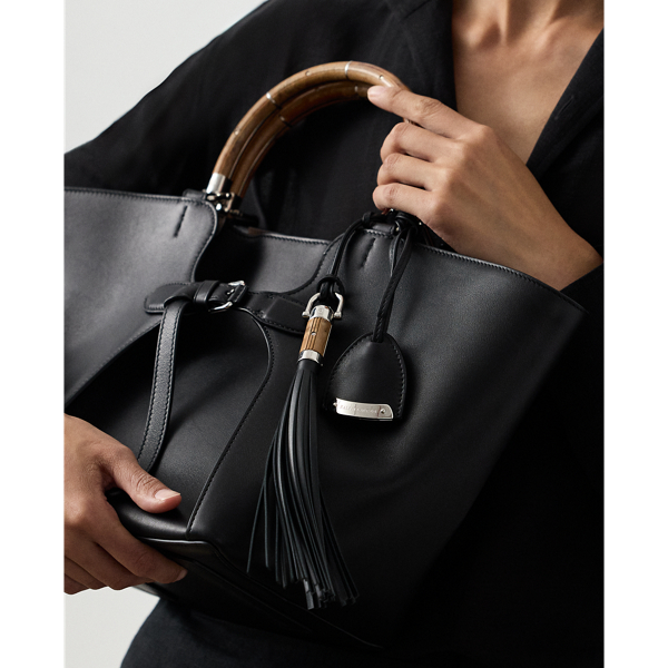 Ralph Lauren The Ralph Calfskin Tassel Bag Charm In Black