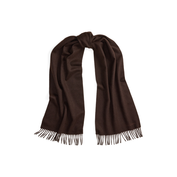 Ralph Lauren Fringe-trim Cashmere Scarf In Brown