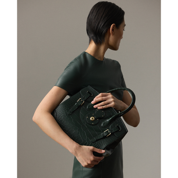Ralph Lauren Soft Ricky 33 Alligator Bag In Green