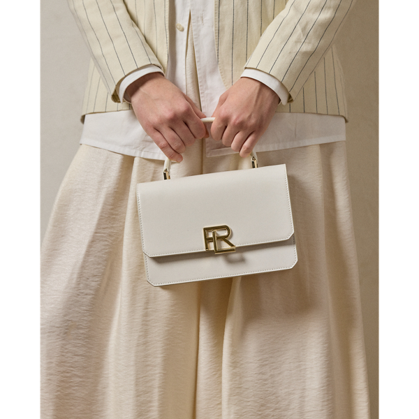 Shop Ralph Lauren Rl 888 Box Calfskin Top Handle In Lux Cream/champagne