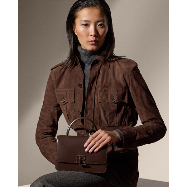 Polo Ralph Lauren Rl 888 Box Calfskin Top Handle In Burgundy