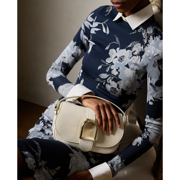 Shop Ralph Lauren Welington Calfskin Shoulder Bag In Lux Cream/champagne