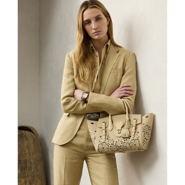 Ralph Lauren Soft Ricky 27 Embroidered Denim Bag