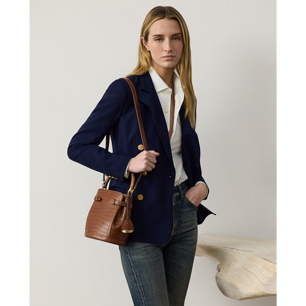 Ralph Lauren The Ralph Alligator Small Bucket Bag In Brown