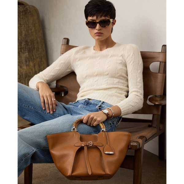 Polo Ralph Lauren The Ralph Calfskin Tote In Rl Gold