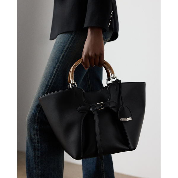 Ralph Lauren The Ralph Calfskin Tote In Black