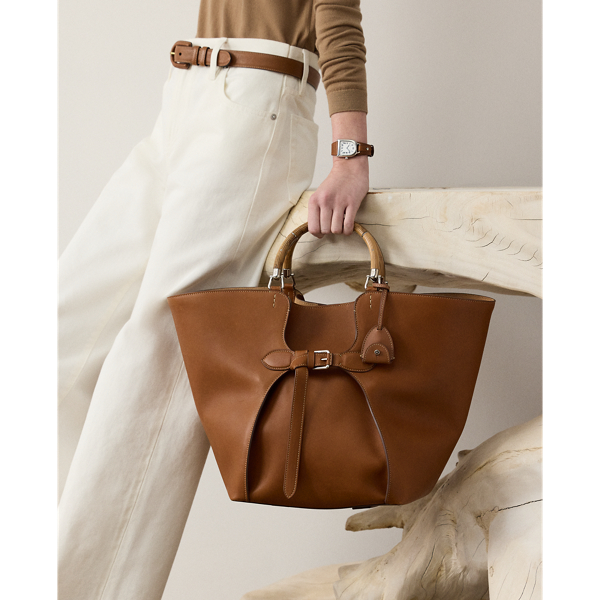 Ralph Lauren The Ralph Calfskin Large Tote In Rl Gold