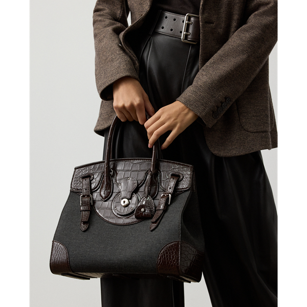 Ralph Lauren Soft Ricky 33 Alligator-trim Flannel Bag