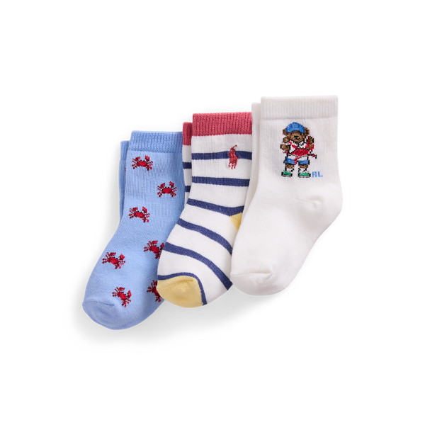 Polo Ralph Lauren Crab-motif Crew Sock 3-pack In Multi