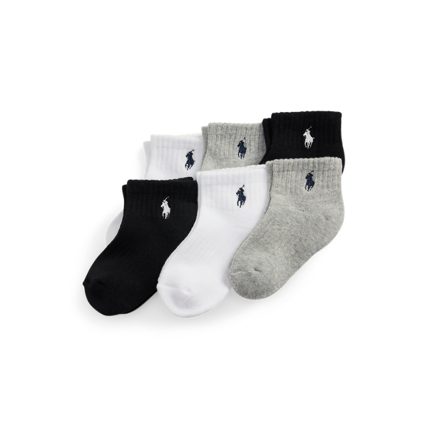 Ralph Lauren Kids' Ankle Sock 6-pack In Grey Heather Assorted