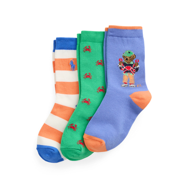 Polo Ralph Lauren Crab-motif Crew Sock 3-pack In Multi