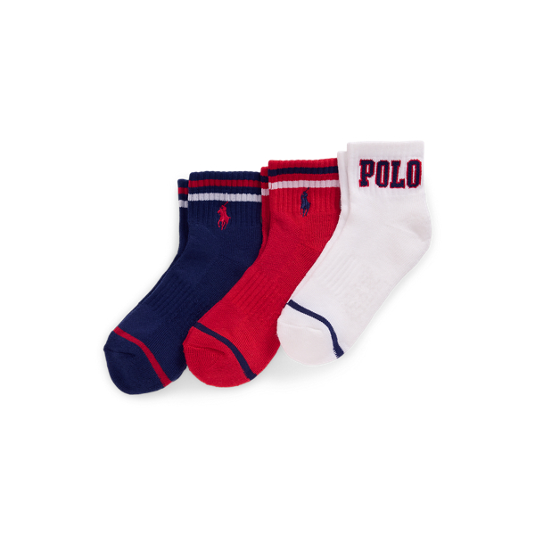 Polo Ralph Lauren Logo Quarter-length Sock 3-pack In Multi