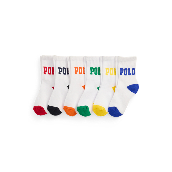 Ralph Lauren Kids' Logo Athletic Crew Sock 6-pack In White Assorted In Multi