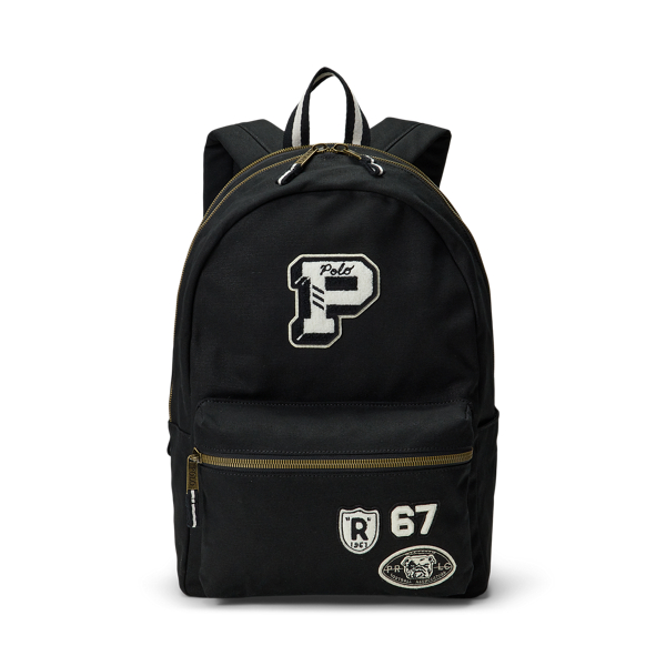Polo Ralph Lauren Ralph Lauren Letter Patch Canvas Backpack In Black