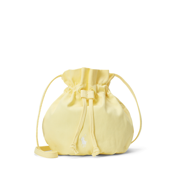 Shop Polo Ralph Lauren Big Pony Canvas Drawstring Bucket Bag In Resort Gold