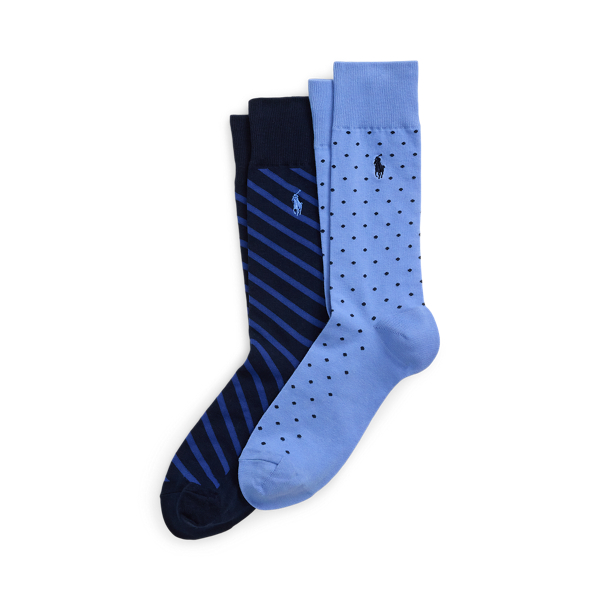 Polo Ralph Lauren Polka-dot & Striped Trouser Sock 2-pack In Blue/navy