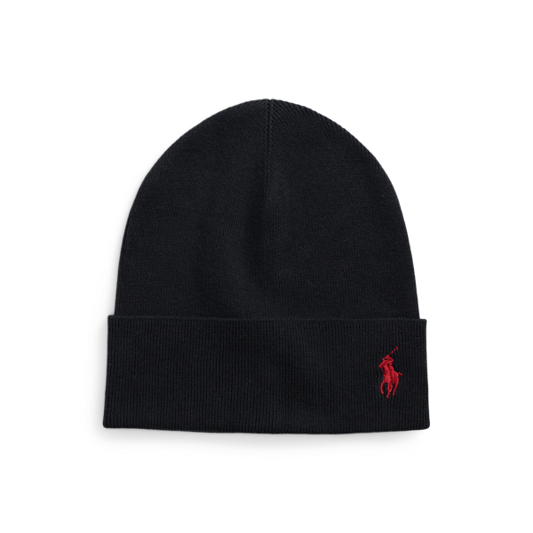 Ralph Lauren Rib-knit Cotton Beanie In Black