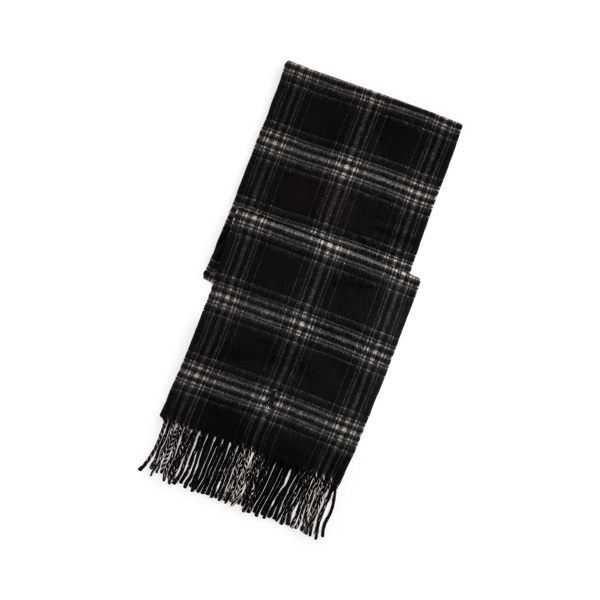 Ralph Lauren Plaid Wool-cashmere Scarf In Black