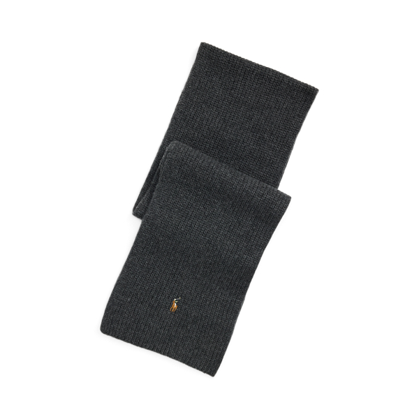 Polo Ralph Lauren Rib-knit Wool-blend Scarf In Barclay Heather