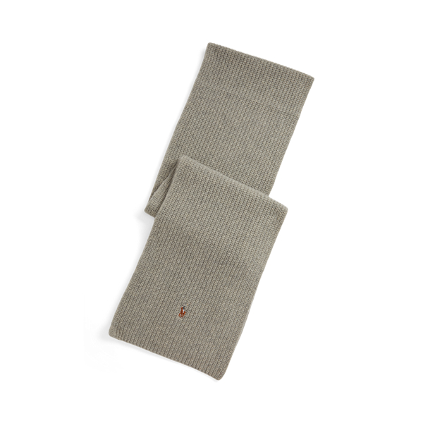 Ralph Lauren Rib-knit Wool-blend Scarf In Gray