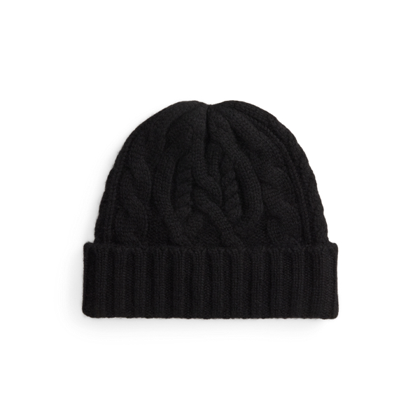 Ralph Lauren Cable-knit Wool-cashmere Beanie In Black