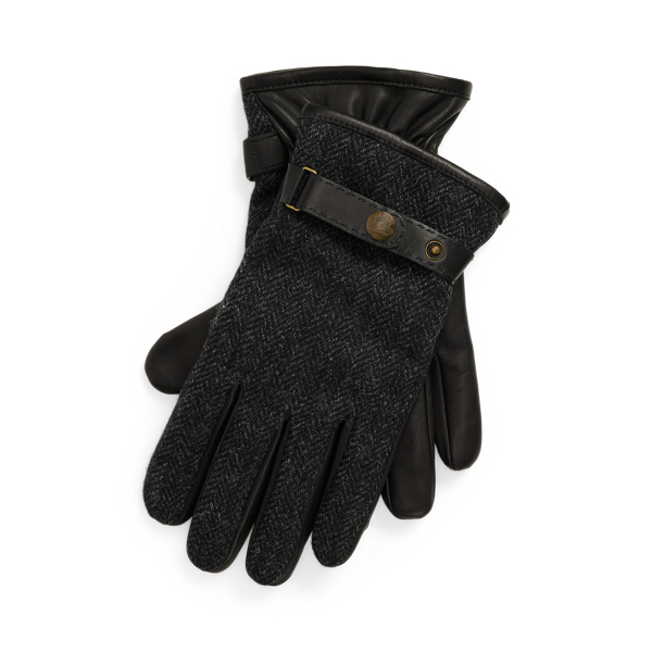 Polo Ralph Lauren Cashmere-lined Wool & Sheepskin Gloves In Black/charcoal