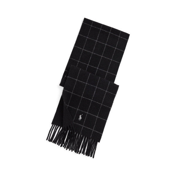 Ralph Lauren Reversible Windowpane Wool-blend Scarf In Multi