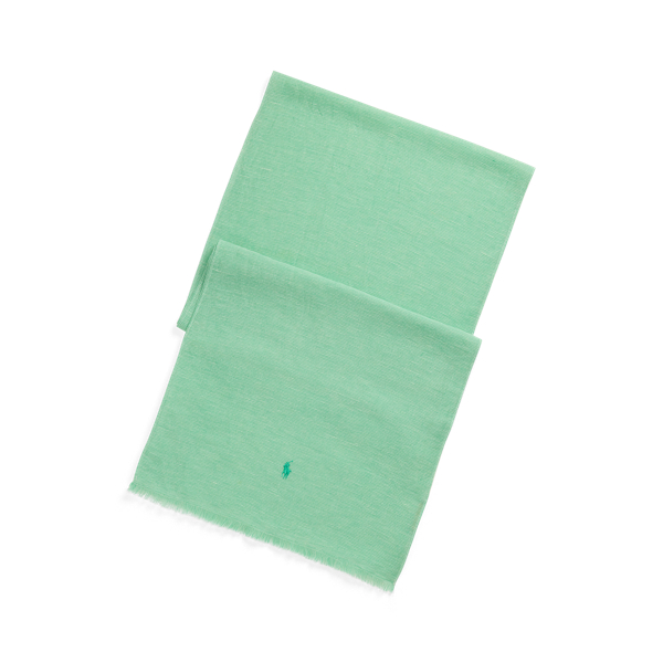 Polo Ralph Lauren Micro-houndstooth Linen-cotton Scarf In Key West Green/white