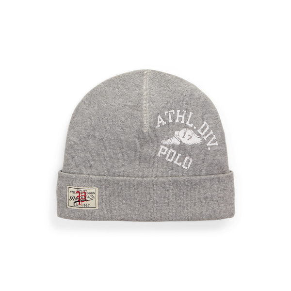 Polo Ralph Lauren Cotton-linen Graphic Beanie In Mid Grey Heather