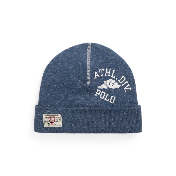 Polo Ralph Lauren Cotton-linen Graphic Beanie In Indigo