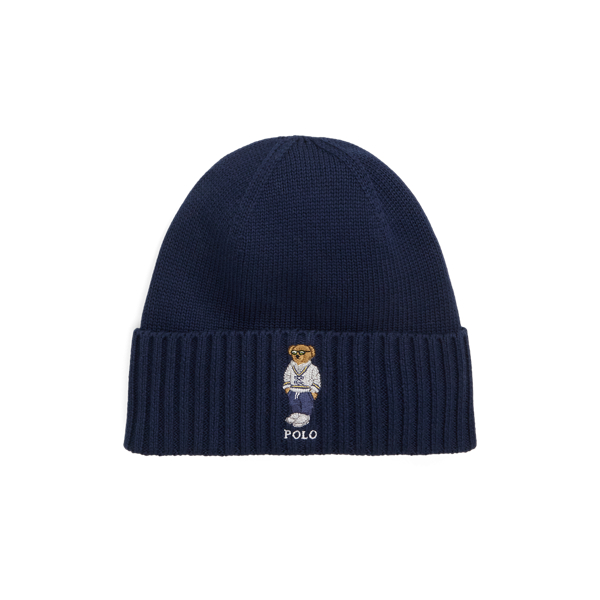 Polo Ralph Lauren Polo Bear Cotton Beanie In Newport Navy